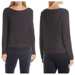 Eileen Fisher Marled Wool Fringe Hem Sweater M